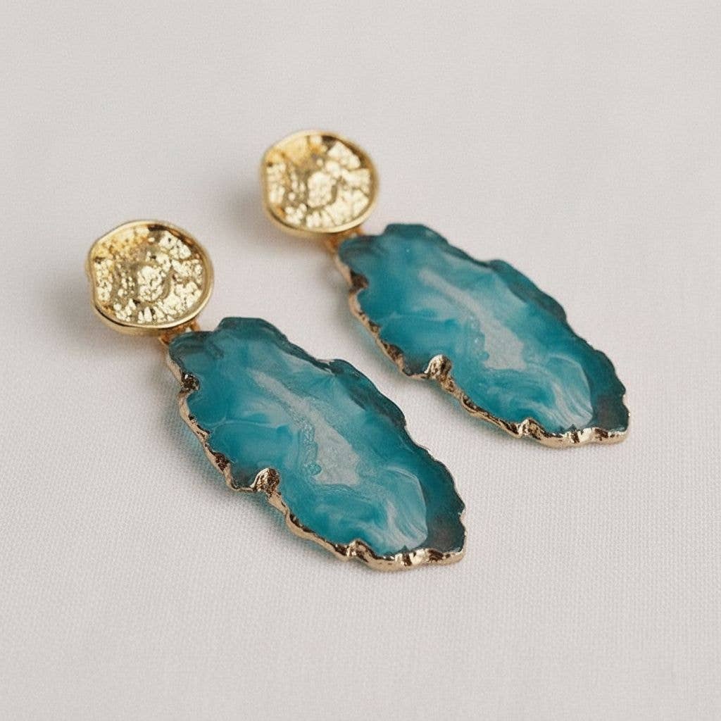 Blue Lake Geometric Dangle Earrings