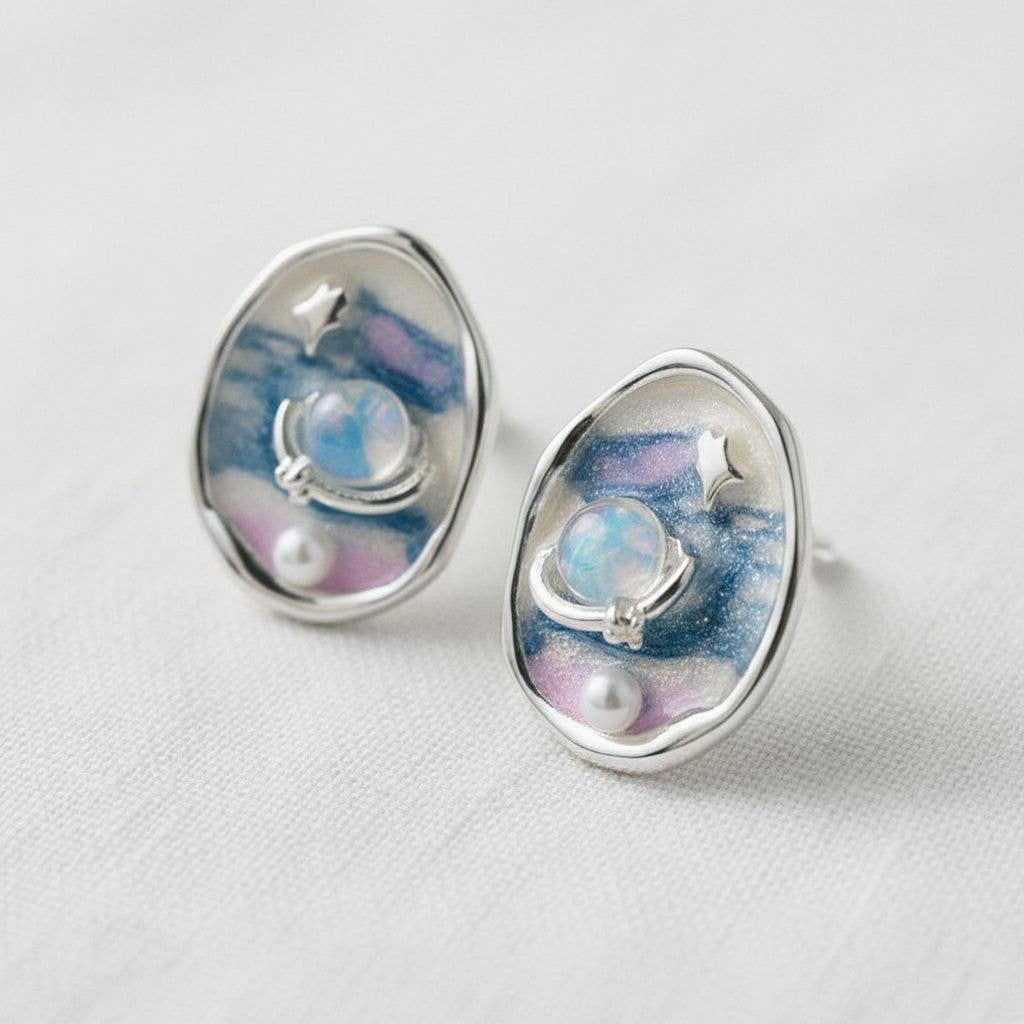 Enamel Starry Drop Earrings