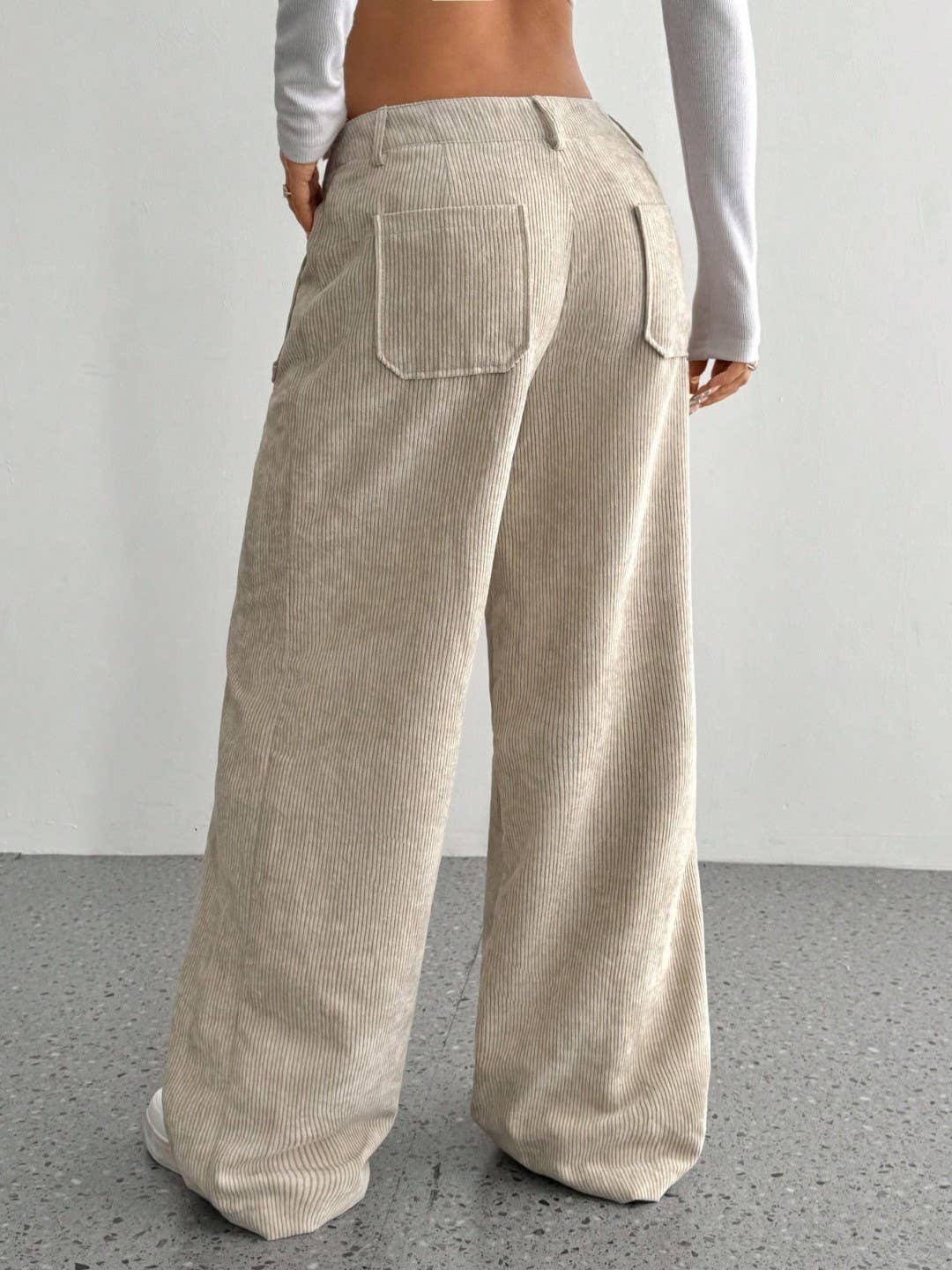 Women's Corduroy Casual Wide-Leg Pants with Pockets