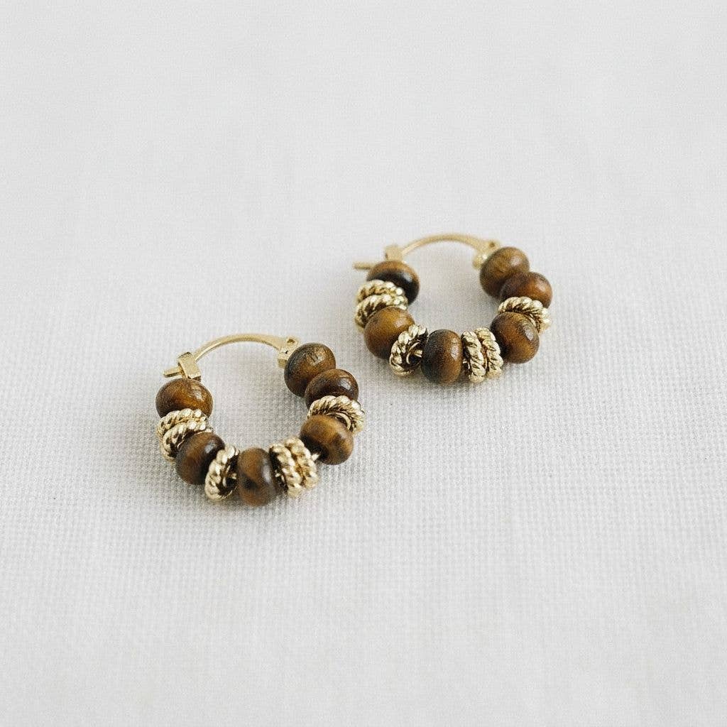 Vintage Tiger Eye Hoop Earrings