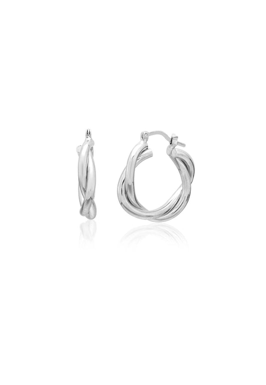Silver Twist Circle Earrings
