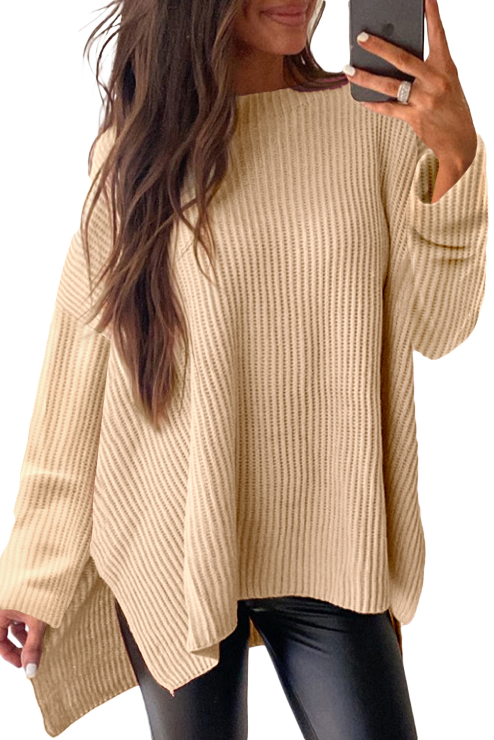 Side Slit Oversized Sweater