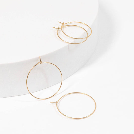 Gold Wire Hoop Earrings