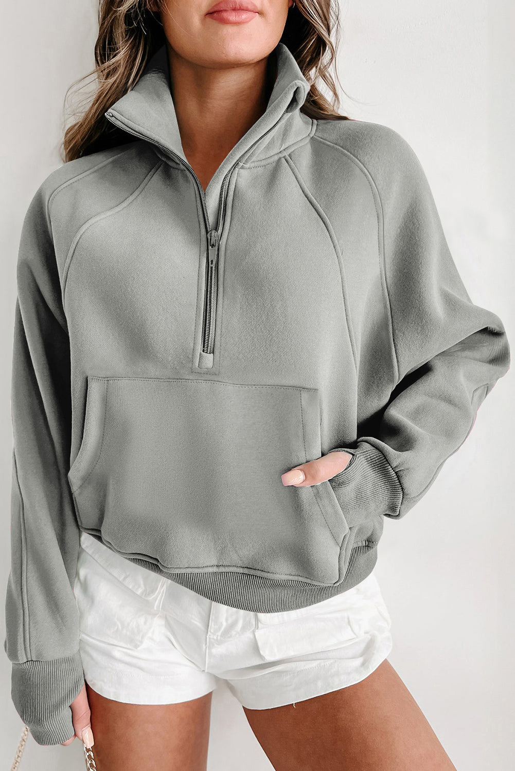Fleece Lined Zip Up Stand Collar Sweatshirt