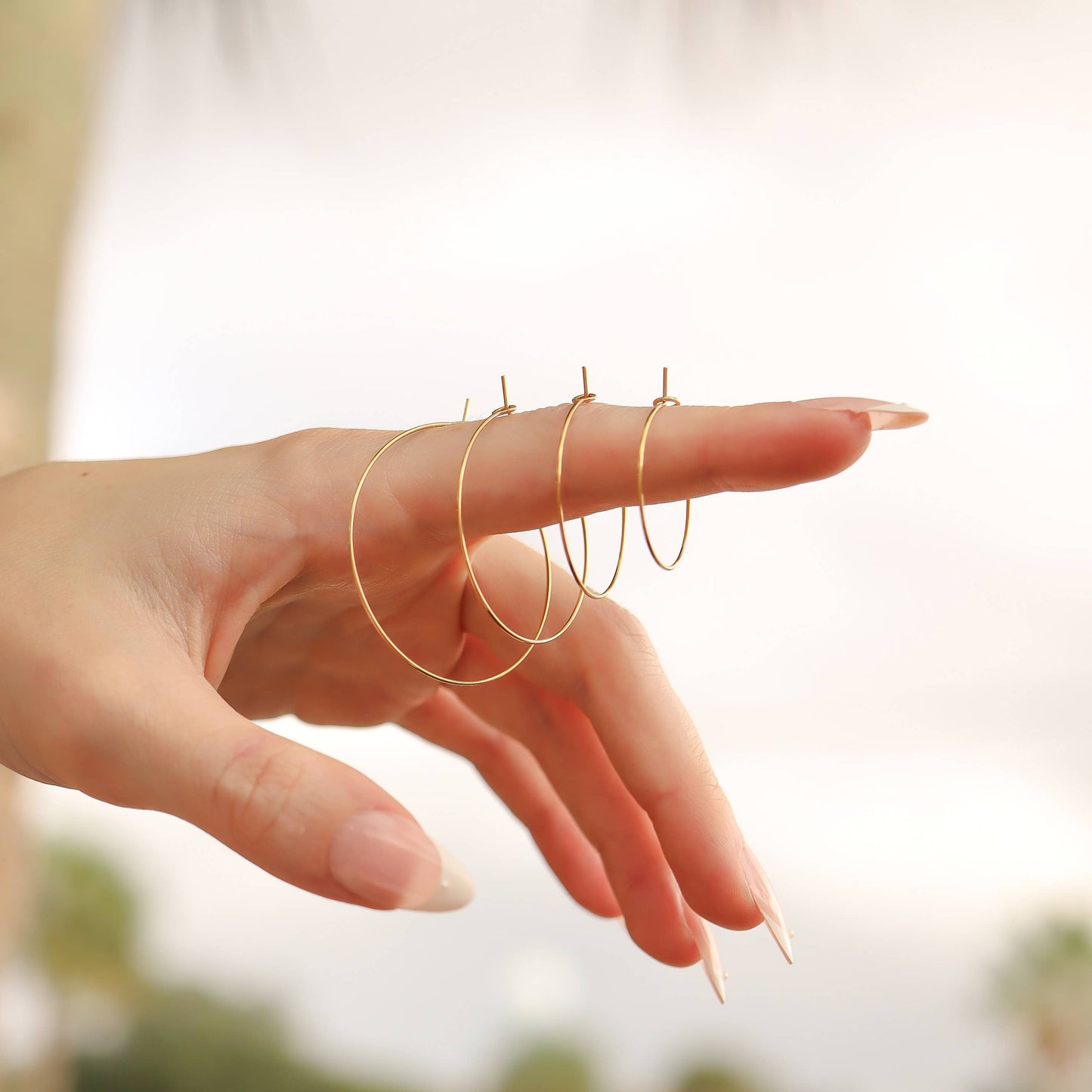 Gold Wire Hoop Earrings
