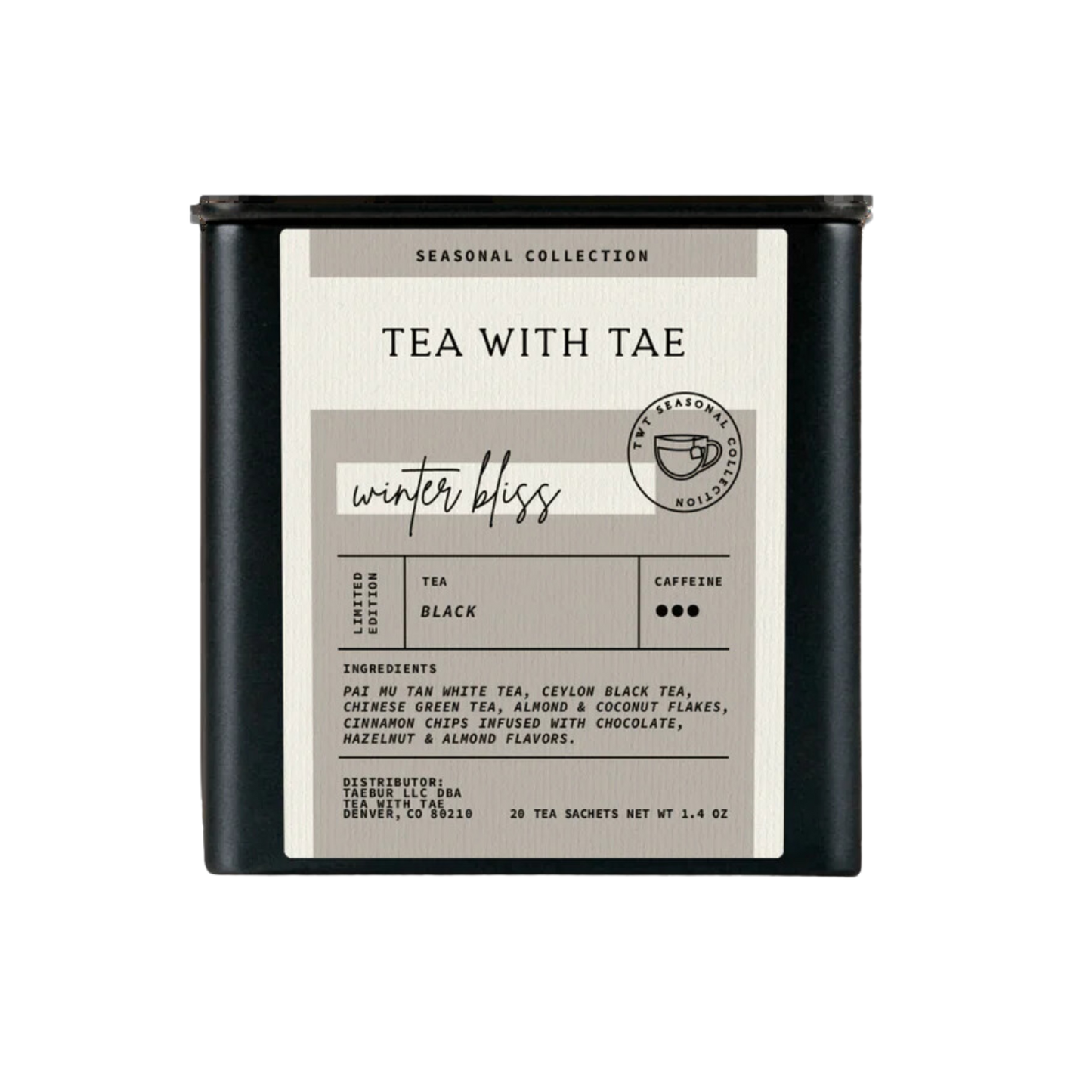 Winter Bliss Holiday Black Tea Gift Tin (20 tea bags)