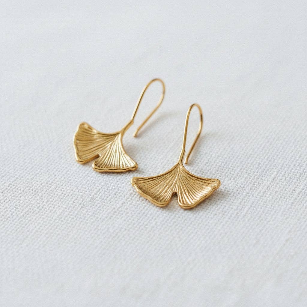 Ginkgo Leaf Drop Earrings