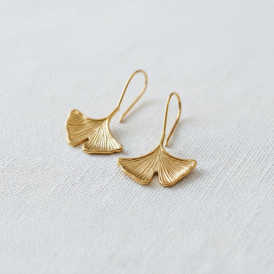 Ginkgo Leaf Drop Earrings