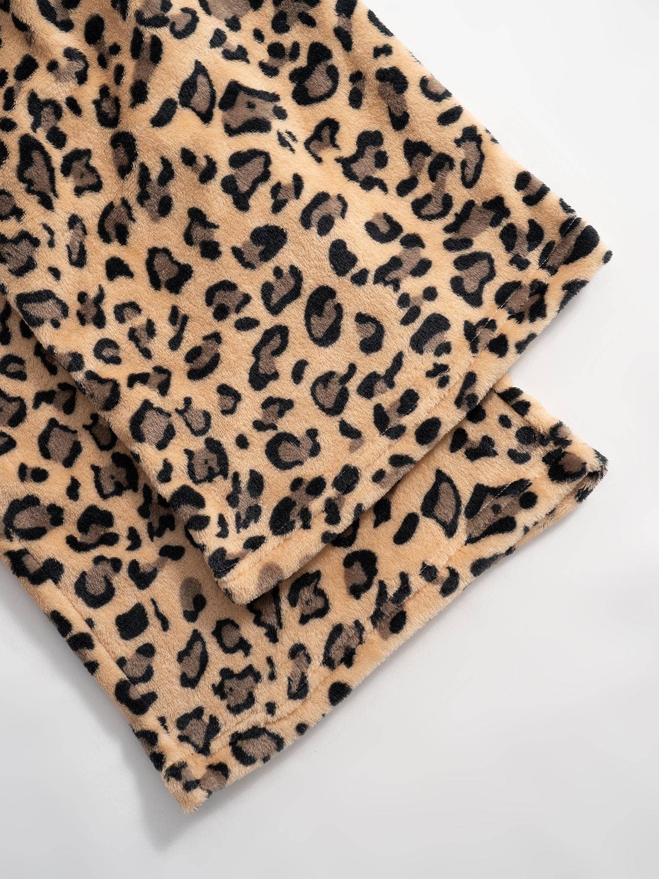 Leopard Plush Lounge wide leg trousers