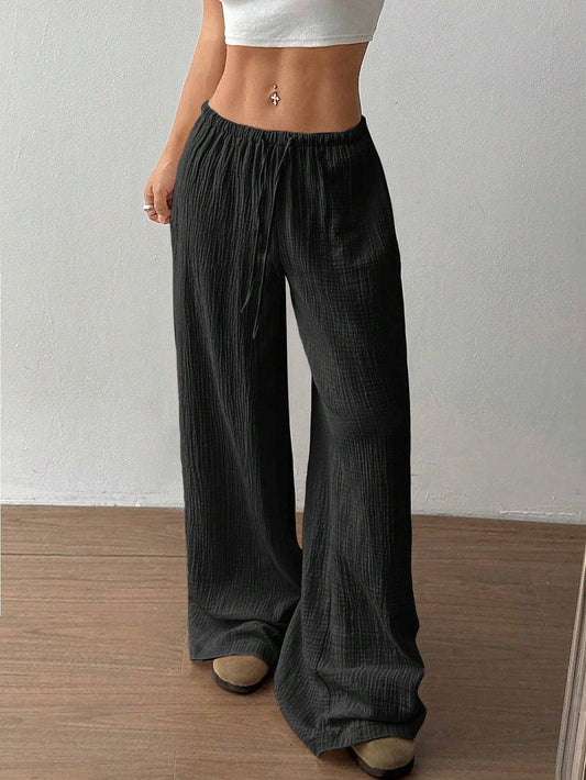 Casual Solid Color Wide-leg Loose Pants