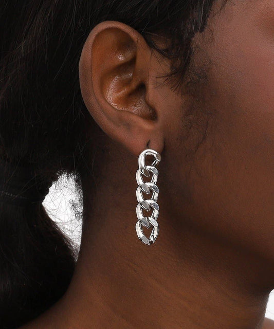 Silvertone Tassel Chain Earrings