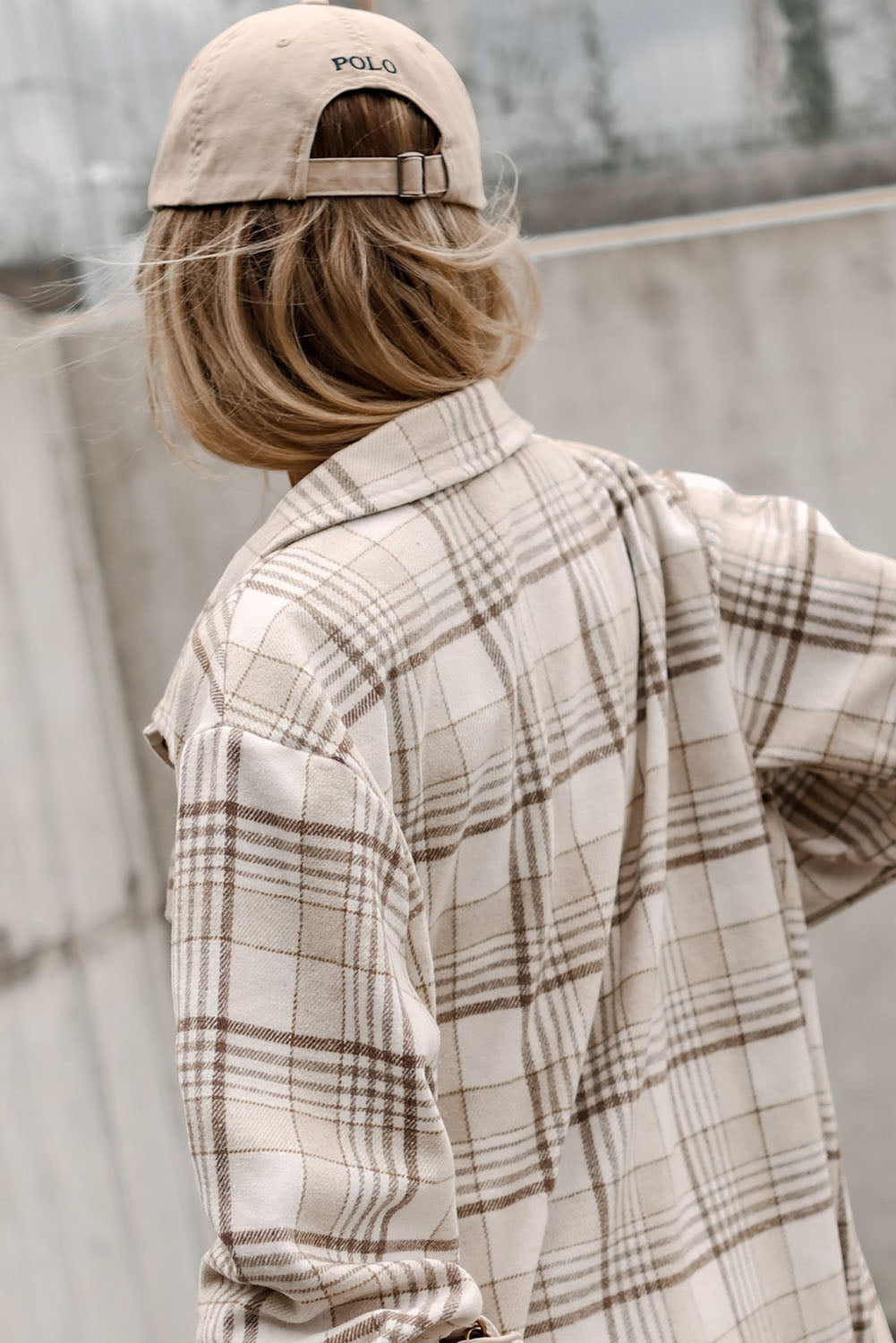 Khaki Plaid Buttoned Shacket