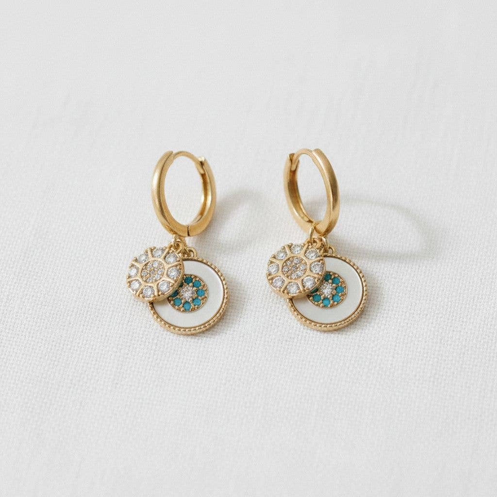 Artful Geometric Shell Drop Earrings