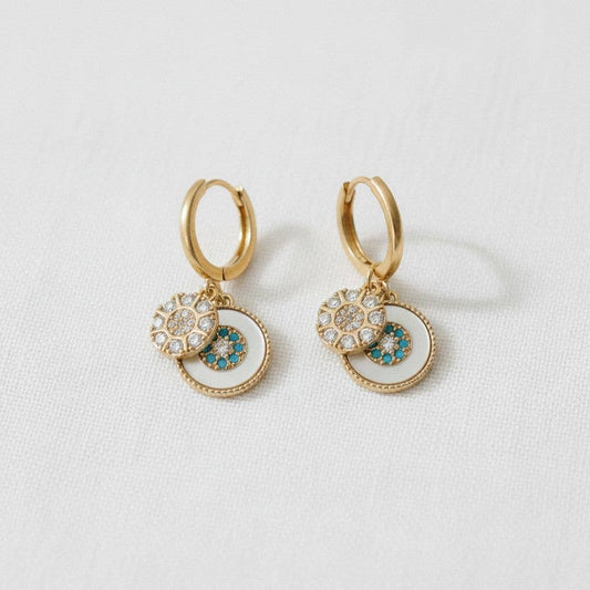 Artful Geometric Shell Drop Earrings