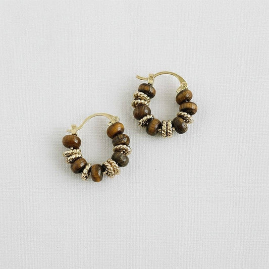 Vintage Tiger Eye Hoop Earrings