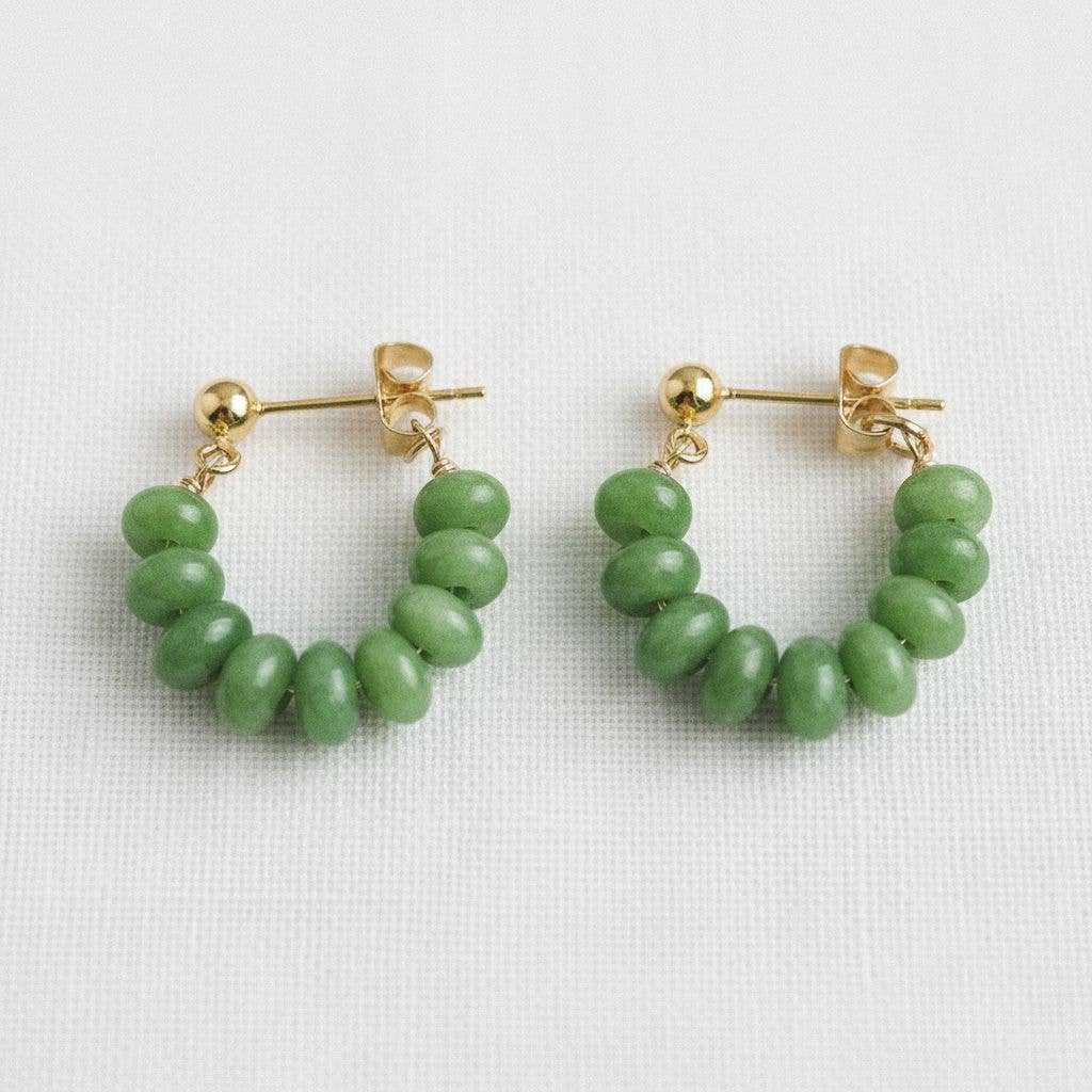 French Inspired Olive Green Shell Stud Earrings