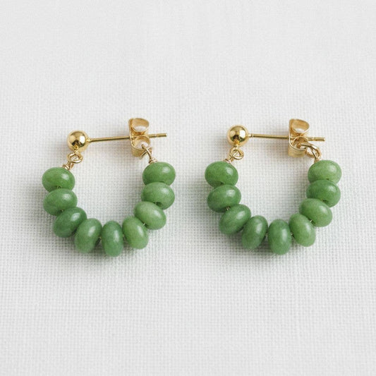 French Inspired Olive Green Shell Stud Earrings