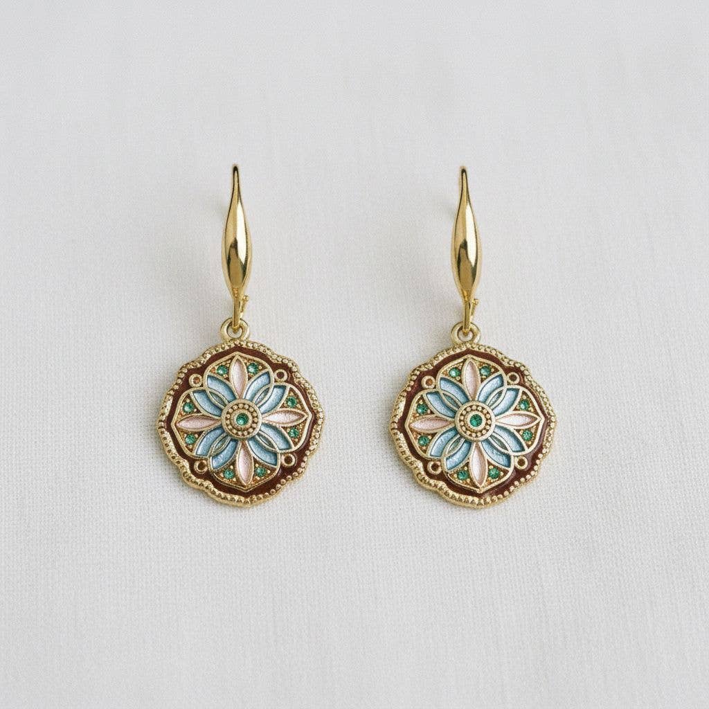 Enamel Drip Art Dangle Earrings