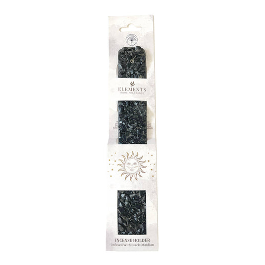 Elements Crystal Wooden Incense Burner - Black Obsidian
