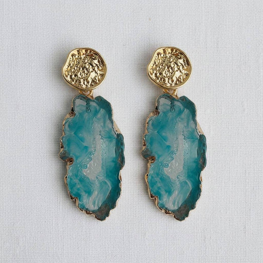 Blue Lake Geometric Dangle Earrings