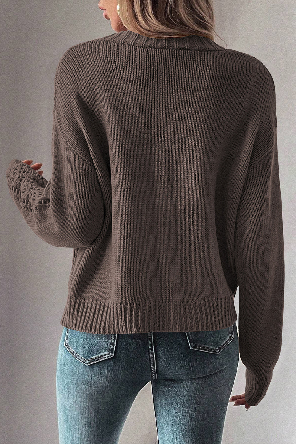 Dark Khaki Drop Shoulder Cardigan