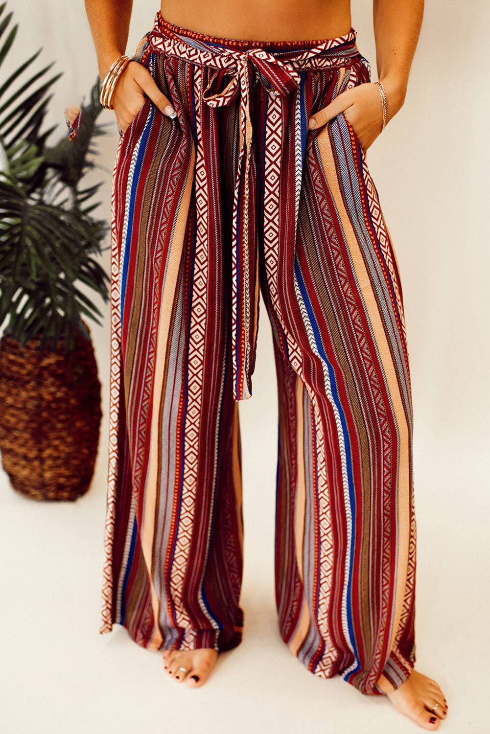 Boho Ethnic Wide Leg Pants