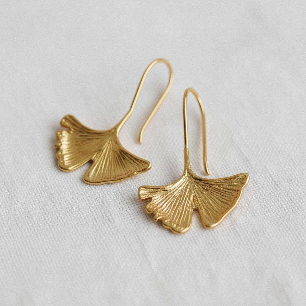 Ginkgo Leaf Drop Earrings
